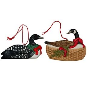 Vintage Schmid Gordon Fraser Loon and Canada‎ Goose Christmas Ornaments 80s